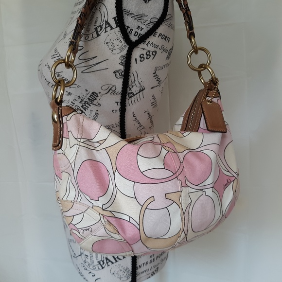 SOLD COACH MULTI PINK SIGNATURE HOBO BAG - Picture 2 of 7
